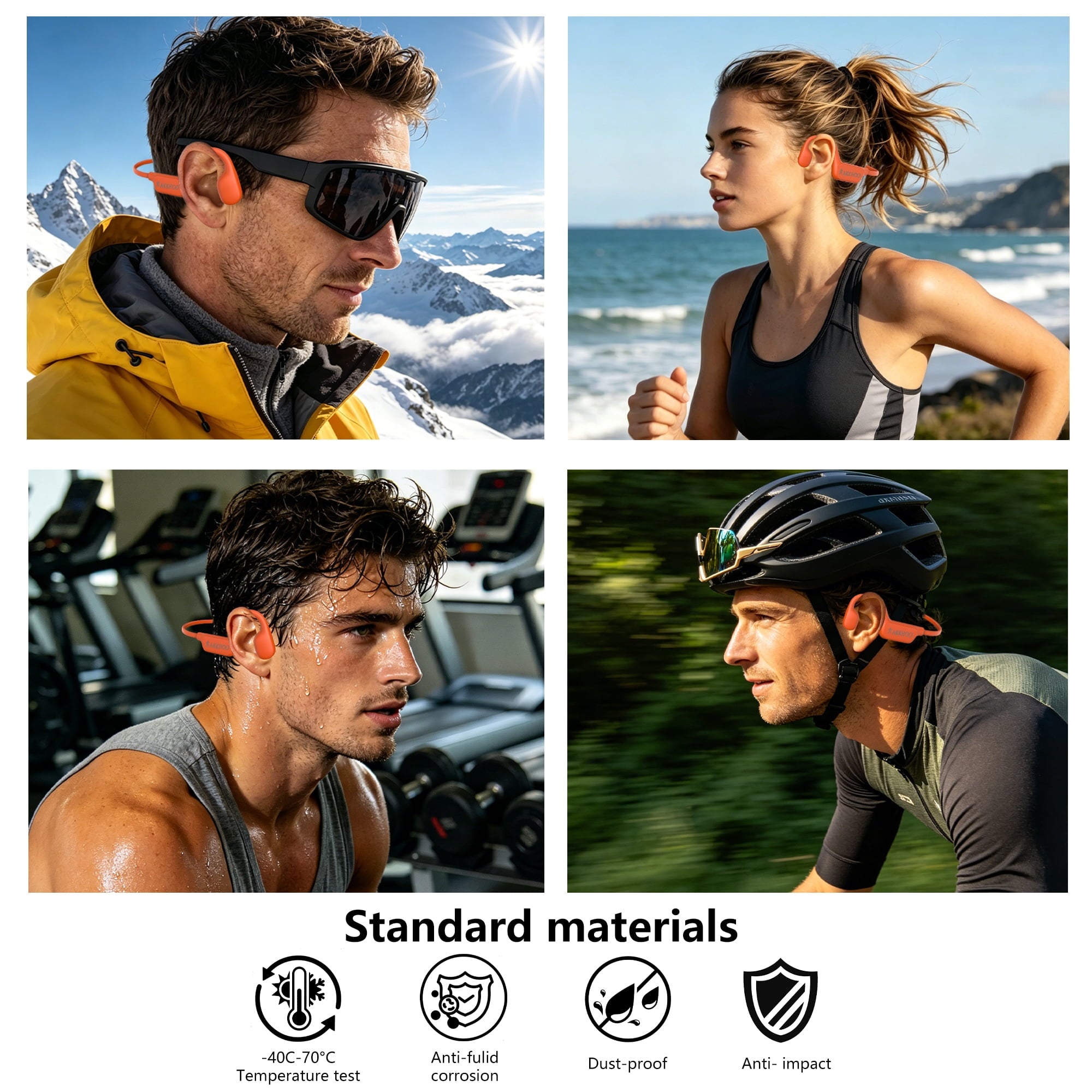 AKKHOO Open Ear Bone Conduction Headphones, Wireless Bluetooth Sports Headphones with ENC Mic, 12H Playtime, IPX6 Waterproof Running Headphones for Gym, Outdoor