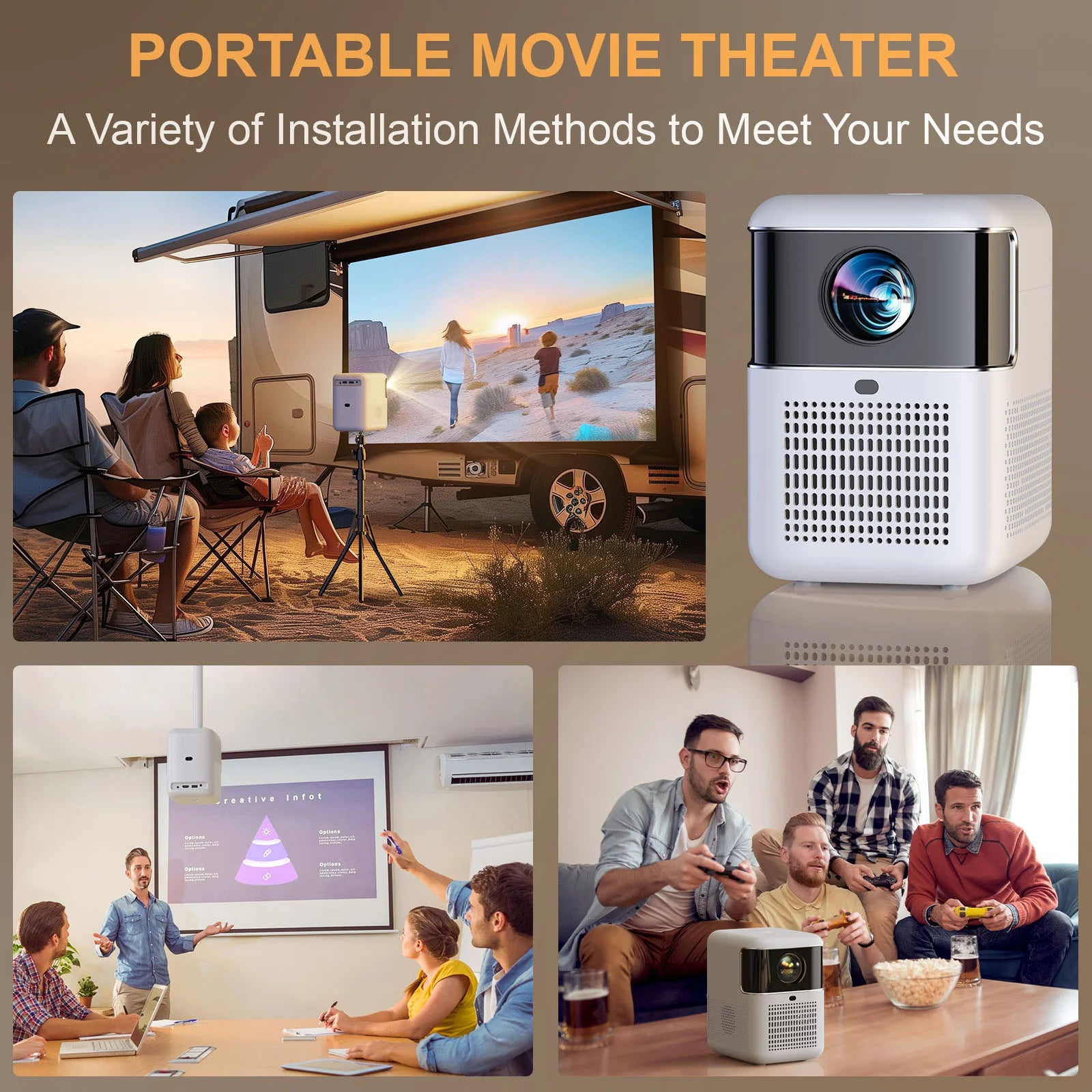 [Electric Focus] WiFi Bluetooth Projector, Bolumin Full HD Native 1080P Projector, Portable Outdoor Movie Projector, 300" Display Home Video Projector, Compatible with iOS/Android/TV Stick/HDMI/USB