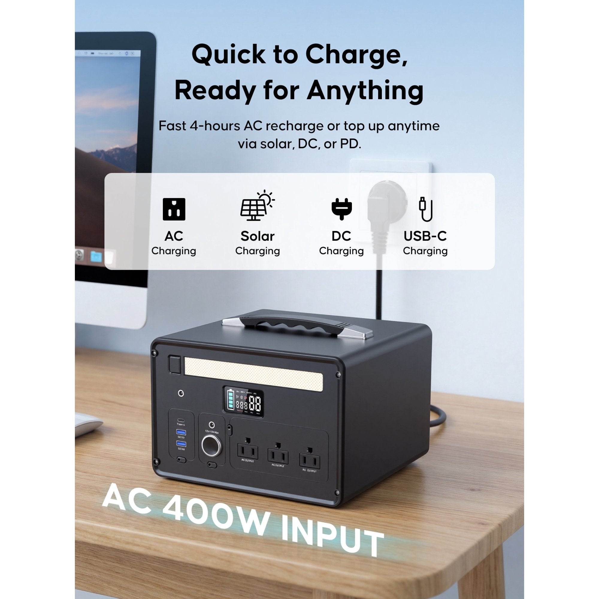 Bailibatt Portable Power Station 1008Wh, 1000W LiFePO4 Battery ,Solar Generator for Home Backup, Camping, Outdoor, Emergency