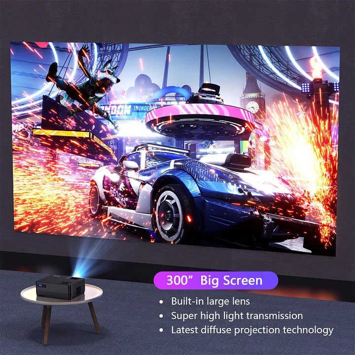 5G WiFi Bluetooth 15000LM Native 1080P Projector(Projector Screen Included), 300" Display Full HD Movie Projector, LCD Technology Support 4k Home Theater